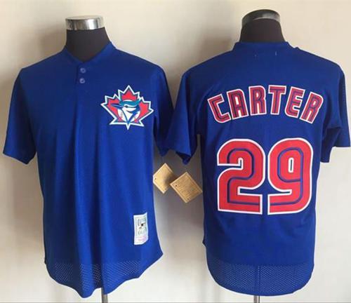 Mitchell And Ness 1997 Blue Jays #29 Joe Carter Blue Throwback Stitched MLB Jersey